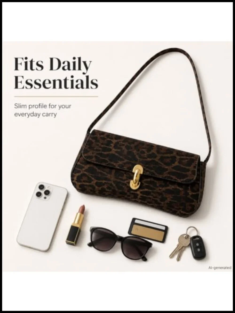 Leopard Print Leather Wristlet Clutch - Faux Leather Handbag